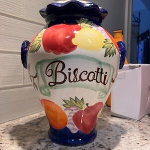 Colorful Hand-Painted Biscotti Vase by Nonni’s